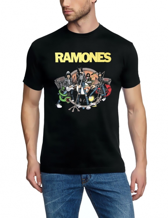 THE RAMONES ILLO cartoon ORIGINAL Schwarz Grössen S M L XL