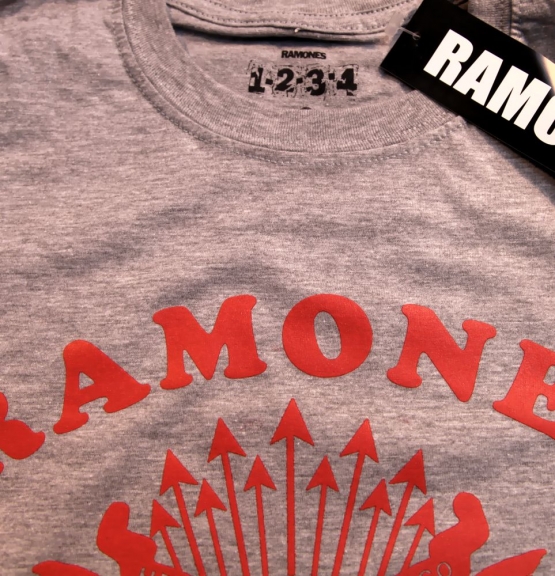 THE RAMONES RETRO EAGLE NYC 1 2 3 4  HEY HOO LETS GO Grau-rot Grössen S M L XL