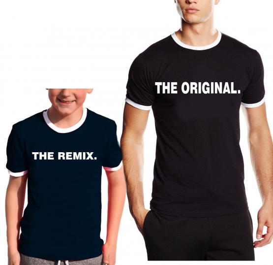 THE ORIGINAL + THE REMIX Bundle T-Shirt Set Vater und Sohn / Tochter Gr.S M L XL XXL + 128 140 152 164cm