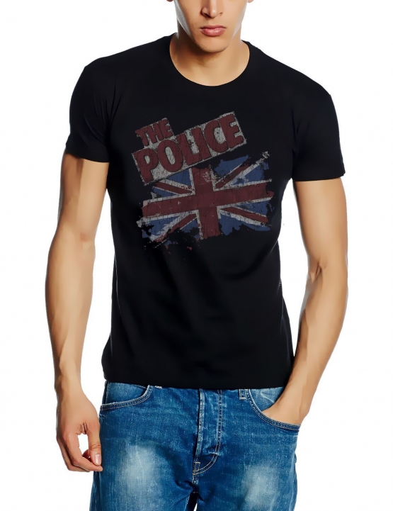 THE POLICE vintage UNION JACK British Flag Original schwarz Grössen S M L XL 2XL