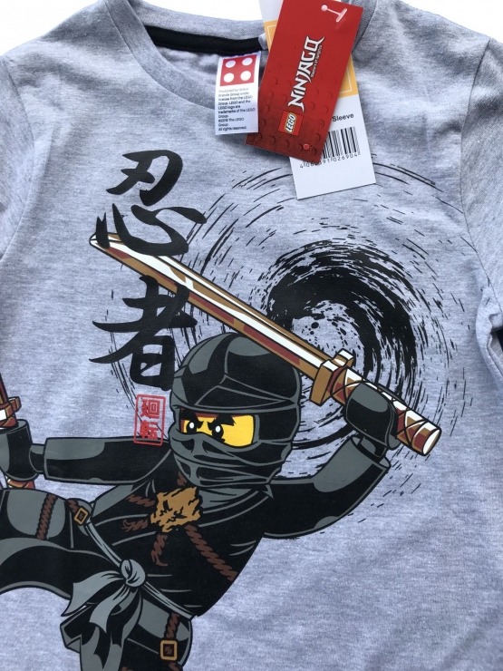 LEGO NINJAGO Jungen Ninja Langarm T-Shirt Original Hellgrau 4 6 8 10 Jahre 104 116 128 140 cm