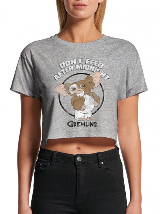 Gremlins ! Do not feed  original crops TOP CROP Damen T-Shirt  Grau kurz gschnitten S M L XL Friday Club Crop