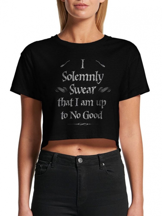 Harry Potter Solemnly Swear original crops TOP CROP Damen T-Shirt  Schwarz kurz gschnitten S M L XL Friday Club Crop