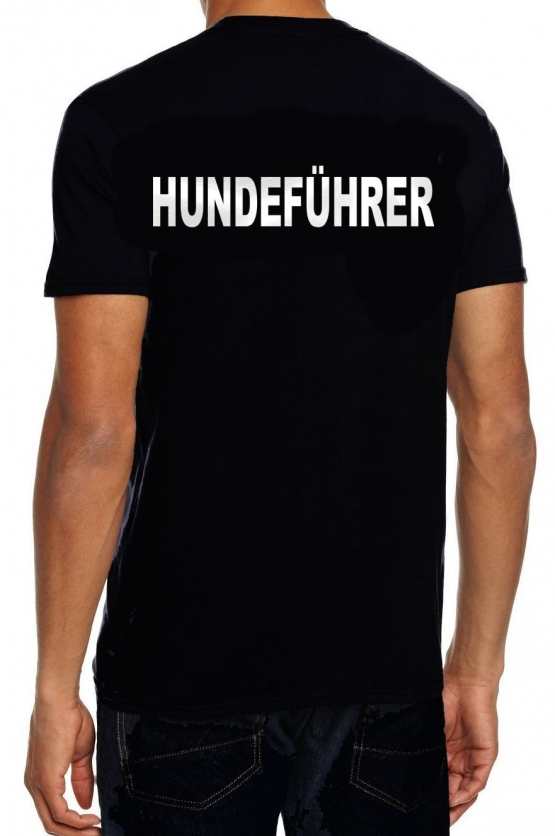 Hundeführer !  T-Shirt dunkelblau reflektierender Druck vorne und hinten Gr. S M L XL 2XL 3XL 4XL 5XL Hundestaffel, Agility, Welpenschule Hunde Hund Rassen Training Hundeausbildung