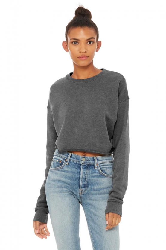 Bauchfrei Sweatshirt original crops TOP CROP Damen Sweater kurz gschnitten S M L XL Friday Club v Farben