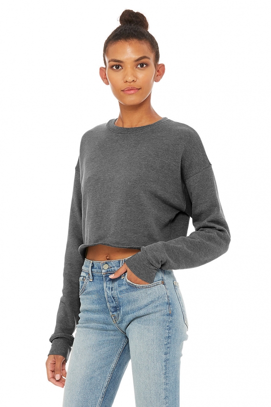 Bauchfrei Sweatshirt original crops TOP CROP Damen Sweater kurz gschnitten S M L XL Friday Club v Farben