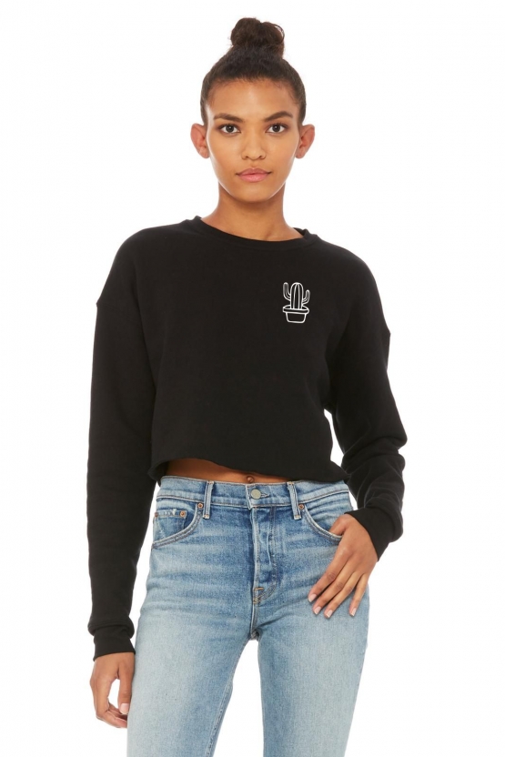 Kaktus klein Bauchfrei Sweatshirt original crops TOP CROP Damen Sweater kurz geschnitten S M L XL Friday Club BKaktus kleinck