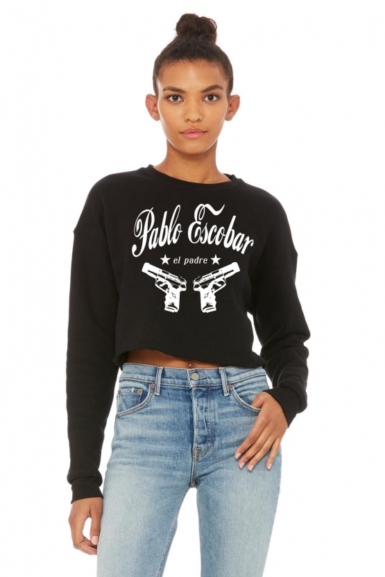 Pablo Escobar el padre Bauchfrei Sweatshirt original crops TOP CROP Damen Sweater kurz geschnitten S M L XL Friday Club