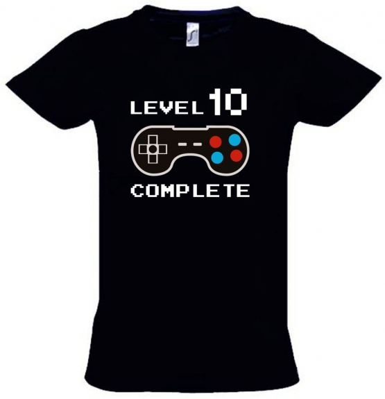 Level 10 complete T-Shirt oder Hoodie Sweatshirt für Kinder 10 Jahre Geburtstag Gamer Konsole Gr. 116 128 140 152 164 cm