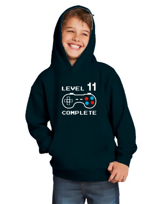 LEVEL 11 complete T-Shirt oder Hoodie Sweatshirt für Kinder 11 Jahre Geburtstag Geschenk Gamer Konsole Gr. 152 164 cm oder Herren XS S M