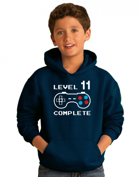 LEVEL 11 complete T-Shirt oder Hoodie Sweatshirt für Kinder 11 Jahre Geburtstag Geschenk Gamer Konsole Gr. 152 164 cm oder Herren XS S M