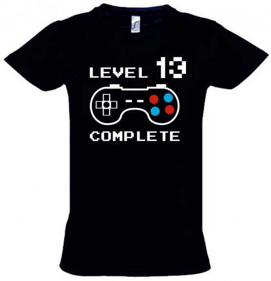 Level 13 complete T-Shirt oder Hoodie Sweatshirt für Kinder 13 Jahre Geburtstag Geschenk Gamer Konsole Gr. 152 164 cm oder Herren XS S M