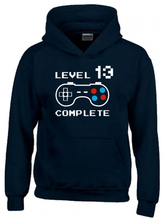 Level 13 complete T-Shirt oder Hoodie Sweatshirt für Kinder 13 Jahre Geburtstag Geschenk Gamer Konsole Gr. 152 164 cm oder Herren XS S M