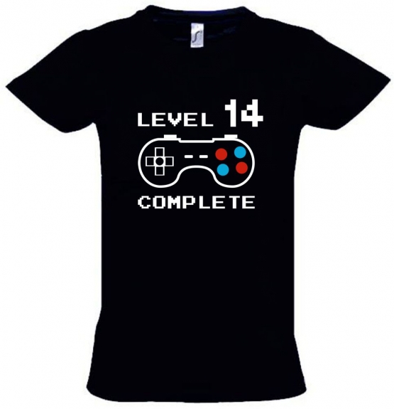 Level 14 complete T-Shirt oder Hoodie Sweatshirt für Kinder 14 Jahre Geburtstag Geschenk Gamer Konsole Gr. 152 164 cm oder Herren XS S M