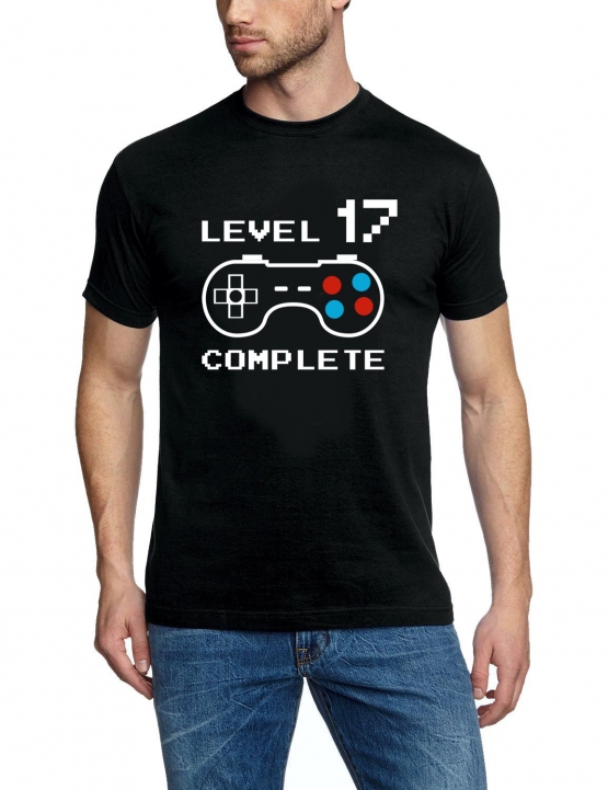 Level 17 complete T-Shirt oder Hoodie Sweatshirt für Kinder 17 JAHRE Geburtstag Geschenk Gamer Konsole Gr. XS S M L XL