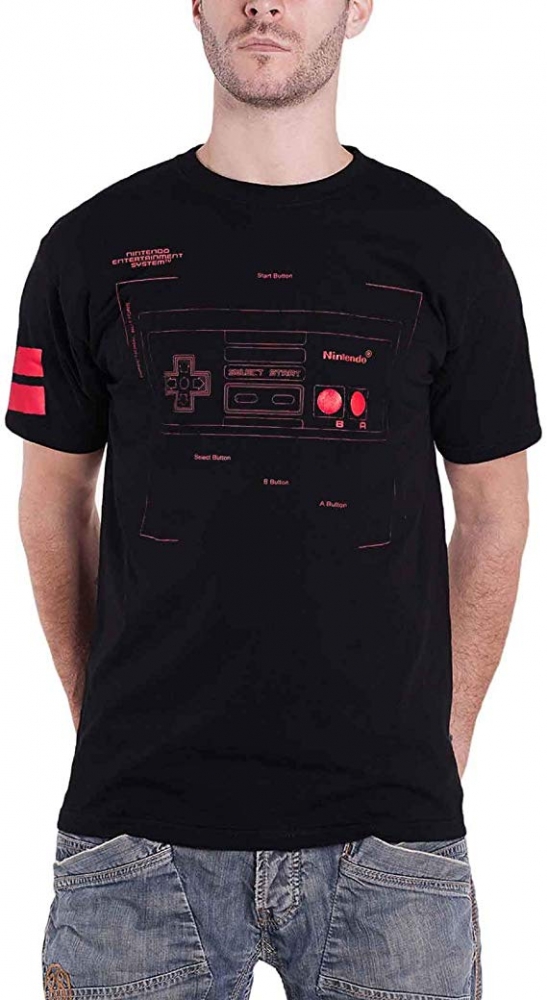 Nintendo T Shirt NES Controller Blueprint Logo Neu offiziell Gamer Herren S M L XL XXL PS4 PS5