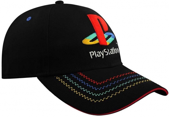 Sony Playstation Embroidered Retro Logo Adjustable Cap, Unisex, PS5 Stick Logo Black/Red