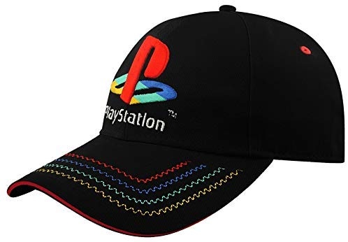 Sony Playstation Embroidered Retro Logo Adjustable Cap, Unisex, PS5 Stick Logo Black/Red