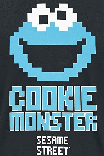 Sesamstraße Cookie Monster 8 Bit T-Shirt schwarz pixel Sesamstreet S M L XL XXL Krümelmonster