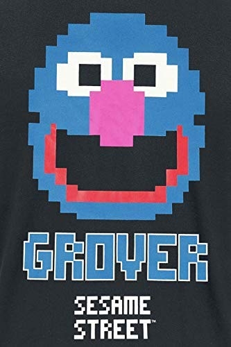 Sesamstraße Grover 8 Bit T-Shirt schwarz Grobi S M L XL XXL SESAMSTREET