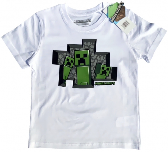 Minecraft T-Shirt Jungen und Mädchen 116 128 140 152 cm weiß 6 8 10 12 Jahre