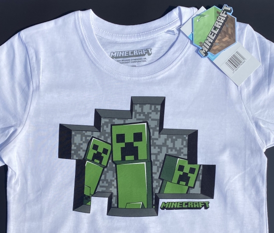 Minecraft T-Shirt Jungen und Mädchen 116 128 140 152 cm weiß 6 8 10 12 Jahre