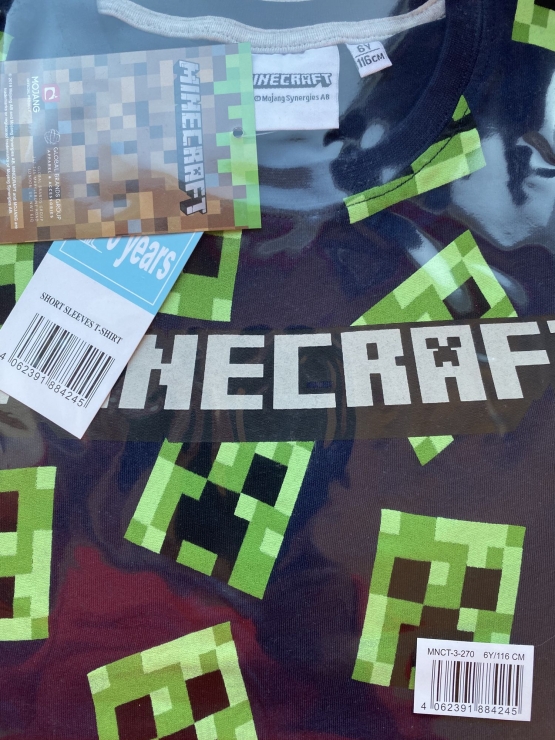 Minecraft T-Shirt Jungen und Mädchen 116 128 140 152 cm weiß 6 8 10 12 Jahre