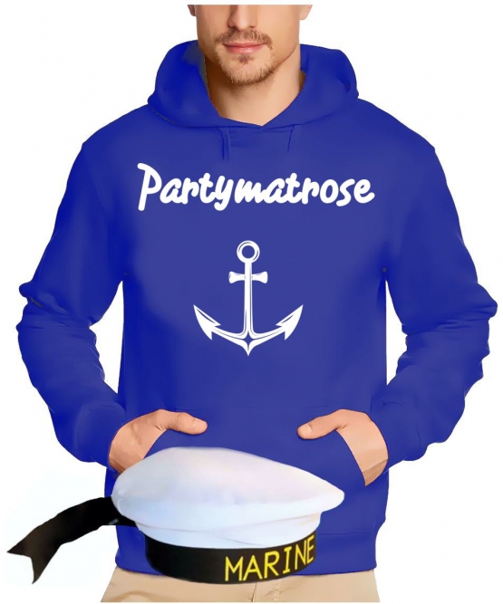 Matrosen  Kostüm 2 Teile Partymatrose Tanzmatrose Feiermatrose Saufmatrose vers. zur Auswahl Hoodie Sweatshirt mit Kapuze Gruppenkostüm Gr.S M L XL XXL 3XL 4XL 5XL