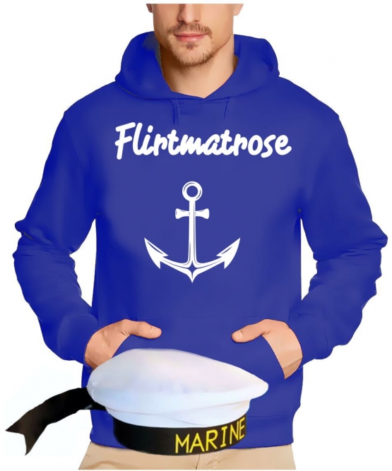 Matrosen  Kostüm 2 Teile Partymatrose Tanzmatrose Feiermatrose Saufmatrose vers. zur Auswahl Hoodie Sweatshirt mit Kapuze Gruppenkostüm Gr.S M L XL XXL 3XL 4XL 5XL