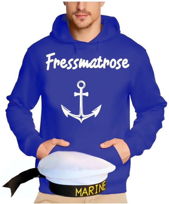 Matrosen  Kostüm 2 Teile Partymatrose Tanzmatrose Feiermatrose Saufmatrose vers. zur Auswahl Hoodie Sweatshirt mit Kapuze Gruppenkostüm Gr.S M L XL XXL 3XL 4XL 5XL