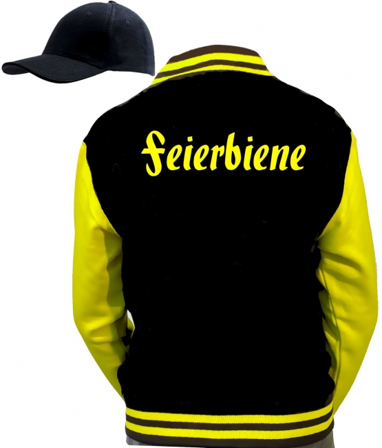 Bienen  Kostüm Partybiene Tanzbiene Feierbiene Sektbiene vers. zur Auswahl Jacke + Cap Gruppenkostüm schwarz gelb Gr.S M L XL XXL 3XL