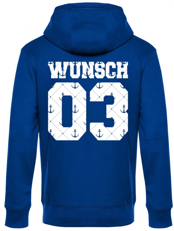 Partnerlook mit Wunschname & Wunschnummer Personalisierbar – Hoodie, Sweatshirt & Pullover für Pärchen, Familie & Freunde - Schwarz, Grau, Blau, Weiß, XS-5XL