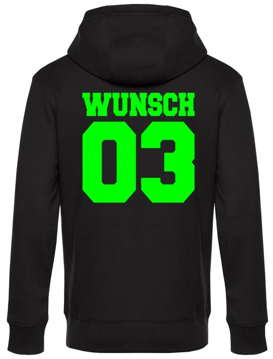 Partnerlook mit Wunschname & Wunschnummer Personalisierbar – Hoodie, Sweatshirt & Pullover für Pärchen, Familie & Freunde - Schwarz, Grau, Blau, Weiß, XS-5XL