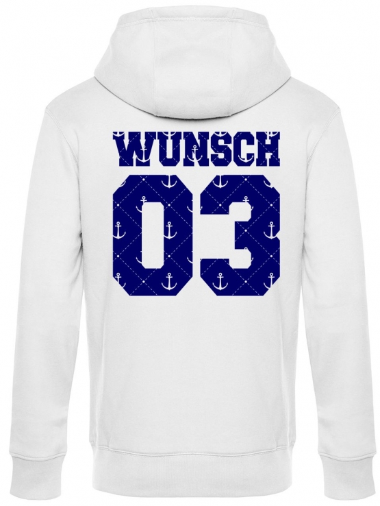 Partnerlook mit Wunschname & Wunschnummer Personalisierbar – Hoodie, Sweatshirt & Pullover für Pärchen, Familie & Freunde - Schwarz, Grau, Blau, Weiß, XS-5XL