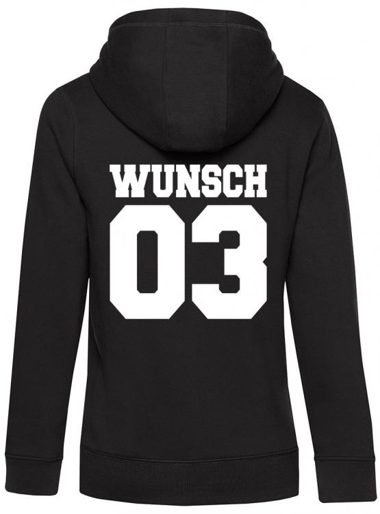 Partnerlook mit Wunschname & Wunschnummer Personalisierbar – Hoodie, Sweatshirt & Pullover für Pärchen, Familie & Freunde - Schwarz, Grau, Blau, Weiß, XS-5XL