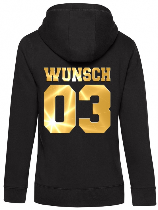 Partnerlook mit Wunschname & Wunschnummer Personalisierbar – Hoodie, Sweatshirt & Pullover für Pärchen, Familie & Freunde - Schwarz, Grau, Blau, Weiß, XS-5XL