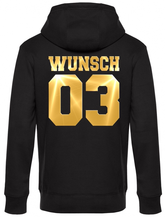 Partnerlook mit Wunschname & Wunschnummer Personalisierbar – Hoodie, Sweatshirt & Pullover für Pärchen, Familie & Freunde - Schwarz, Grau, Blau, Weiß, XS-5XL