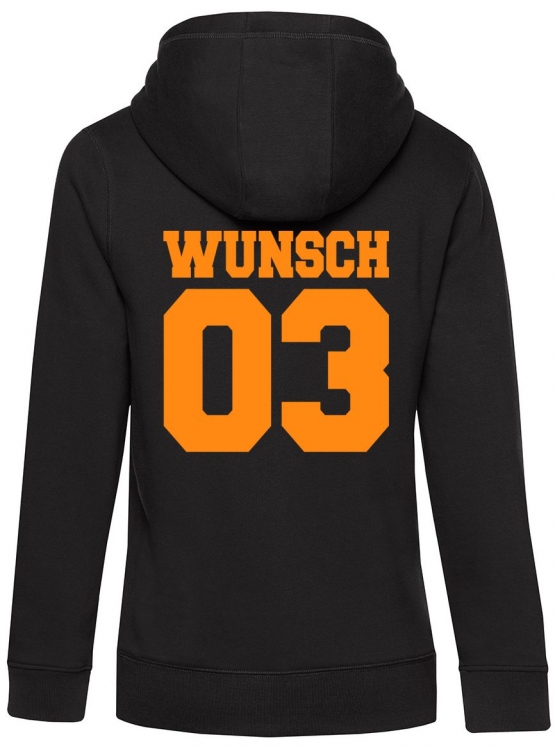 Partnerlook mit Wunschname & Wunschnummer Personalisierbar – Hoodie, Sweatshirt & Pullover für Pärchen, Familie & Freunde - Schwarz, Grau, Blau, Weiß, XS-5XL