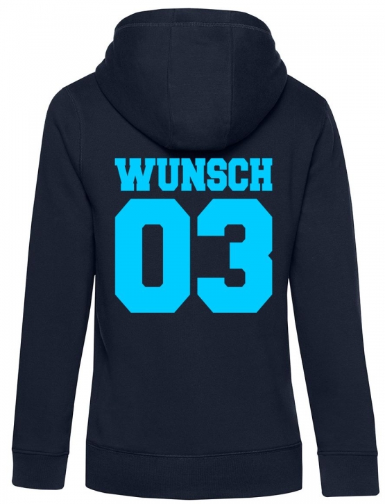 Partnerlook mit Wunschname & Wunschnummer Personalisierbar – Hoodie, Sweatshirt & Pullover für Pärchen, Familie & Freunde - Schwarz, Grau, Blau, Weiß, XS-5XL