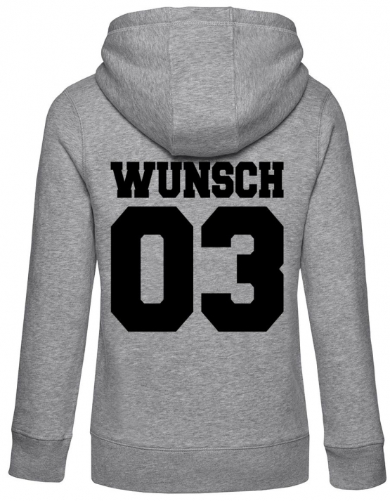 Partnerlook mit Wunschname & Wunschnummer Personalisierbar – Hoodie, Sweatshirt & Pullover für Pärchen, Familie & Freunde - Schwarz, Grau, Blau, Weiß, XS-5XL