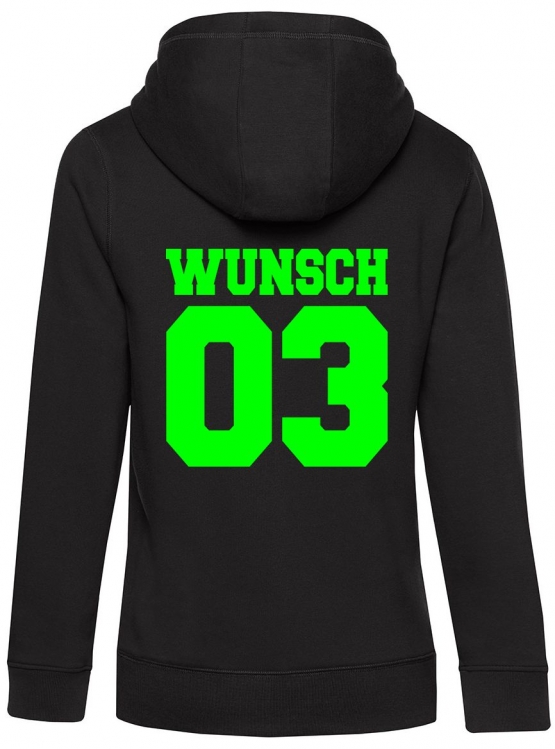 Partnerlook mit Wunschname & Wunschnummer Personalisierbar – Hoodie, Sweatshirt & Pullover für Pärchen, Familie & Freunde - Schwarz, Grau, Blau, Weiß, XS-5XL