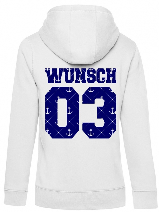 Partnerlook mit Wunschname & Wunschnummer Personalisierbar – Hoodie, Sweatshirt & Pullover für Pärchen, Familie & Freunde - Schwarz, Grau, Blau, Weiß, XS-5XL