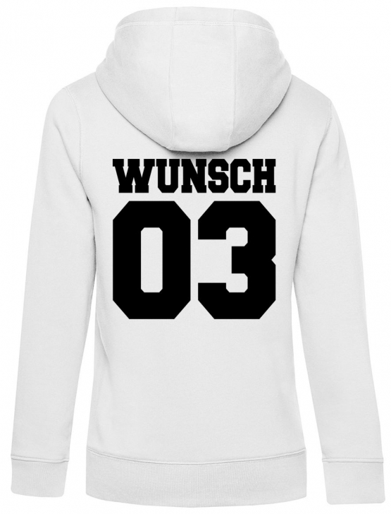 Partnerlook mit Wunschname & Wunschnummer Personalisierbar – Hoodie, Sweatshirt & Pullover für Pärchen, Familie & Freunde - Schwarz, Grau, Blau, Weiß, XS-5XL