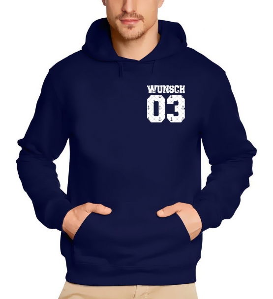 Partnerlook mit Wunschname & Wunschnummer Personalisierbar – Hoodie, Sweatshirt & Pullover für Pärchen, Familie & Freunde - Schwarz, Grau, Blau, Weiß, XS-5XL