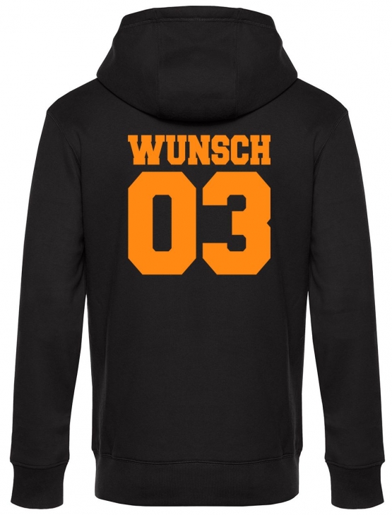 Partnerlook mit Wunschname & Wunschnummer Personalisierbar – Hoodie, Sweatshirt & Pullover für Pärchen, Familie & Freunde - Schwarz, Grau, Blau, Weiß, XS-5XL