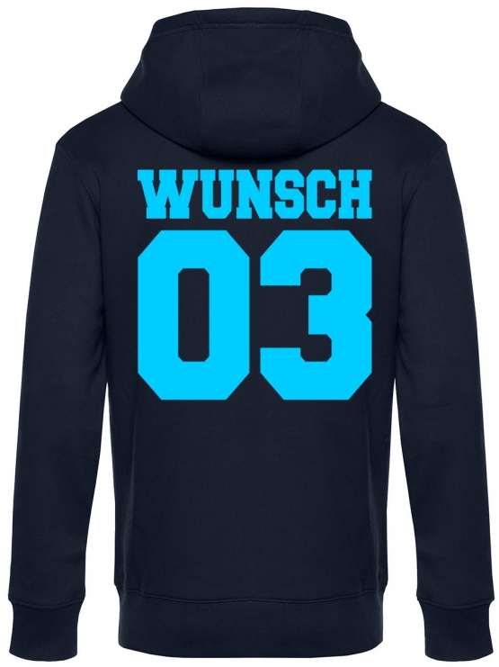 Partnerlook mit Wunschname & Wunschnummer Personalisierbar – Hoodie, Sweatshirt & Pullover für Pärchen, Familie & Freunde - Schwarz, Grau, Blau, Weiß, XS-5XL