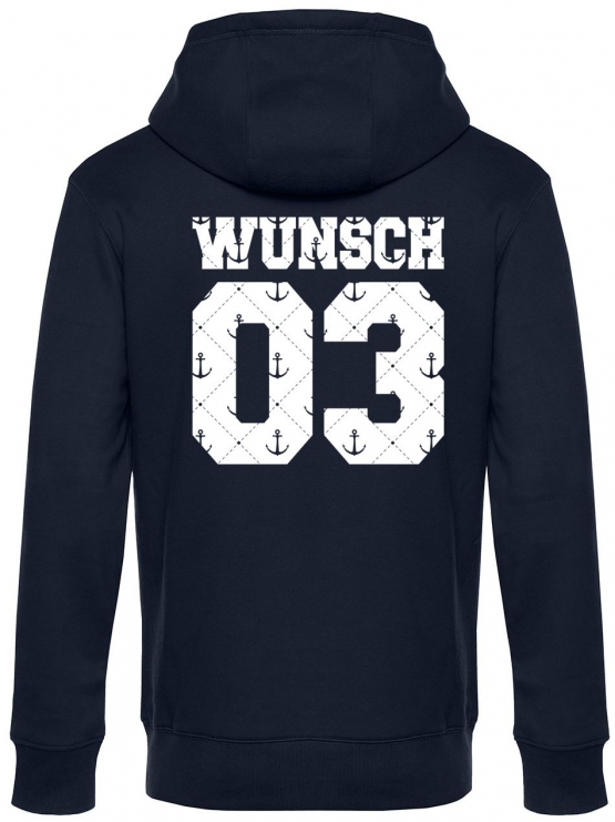 Partnerlook mit Wunschname & Wunschnummer Personalisierbar – Hoodie, Sweatshirt & Pullover für Pärchen, Familie & Freunde - Schwarz, Grau, Blau, Weiß, XS-5XL