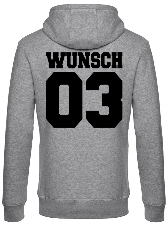 Partnerlook mit Wunschname & Wunschnummer Personalisierbar – Hoodie, Sweatshirt & Pullover für Pärchen, Familie & Freunde - Schwarz, Grau, Blau, Weiß, XS-5XL