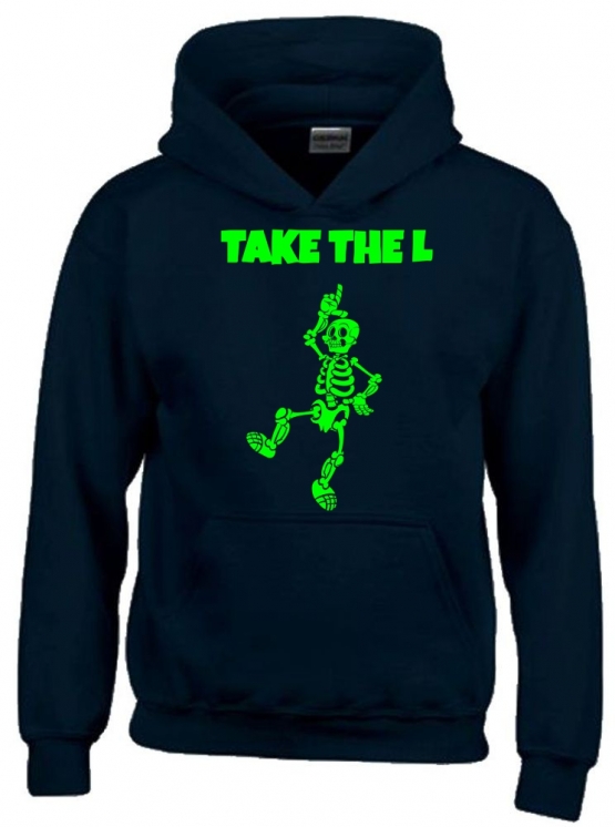 TAKE THE L DABBING Skelett Hoodie Sweatshirt mit Kapuze Gr. 116 128 140 152 164 cm Halloween