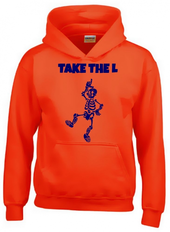 TAKE THE L DABBING Skelett Hoodie Sweatshirt mit Kapuze Gr. 116 128 140 152 164 cm Halloween